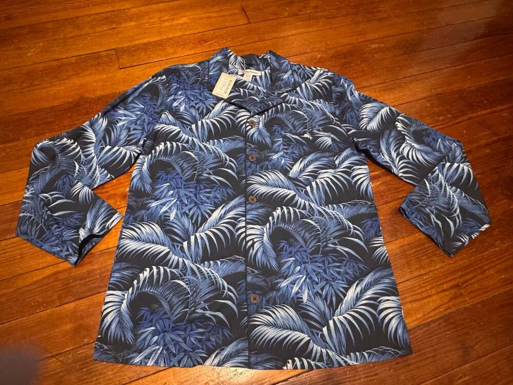 Tommy Bahama Parisian Night Cotton Notch Collar Long Sleeve Pajama Shirt SIZE ME